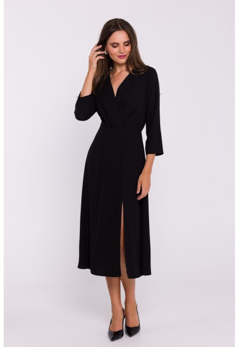 Rochie cu decolteu tip furou si slit jos