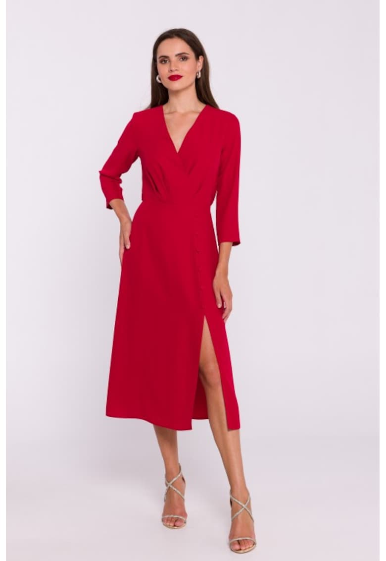 Rochie cu decolteu tip furou si slit jos