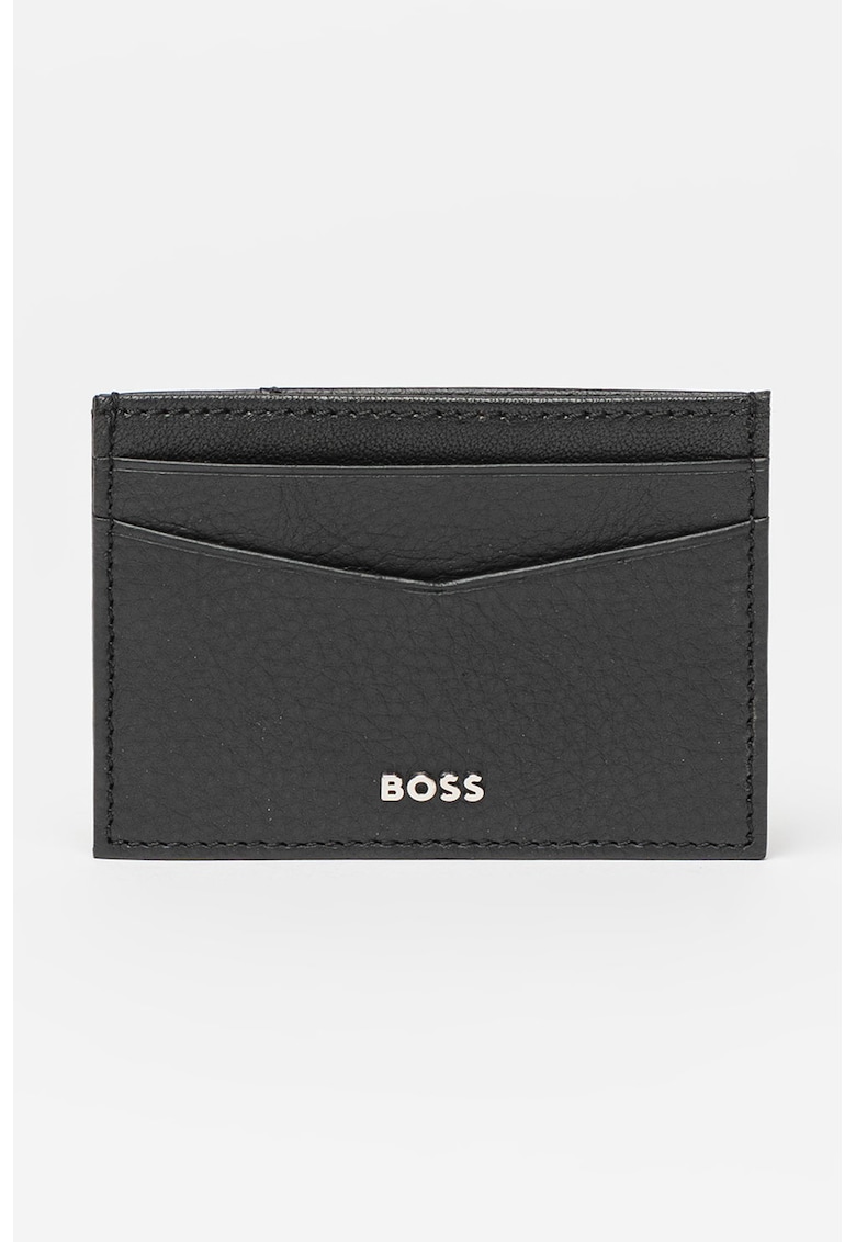 Portcart de piele fara inchidere Crosstown - Negru