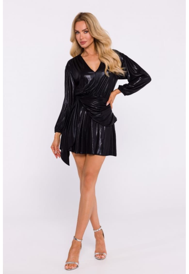 Rochie mini cu legatura pe lateral - Negru