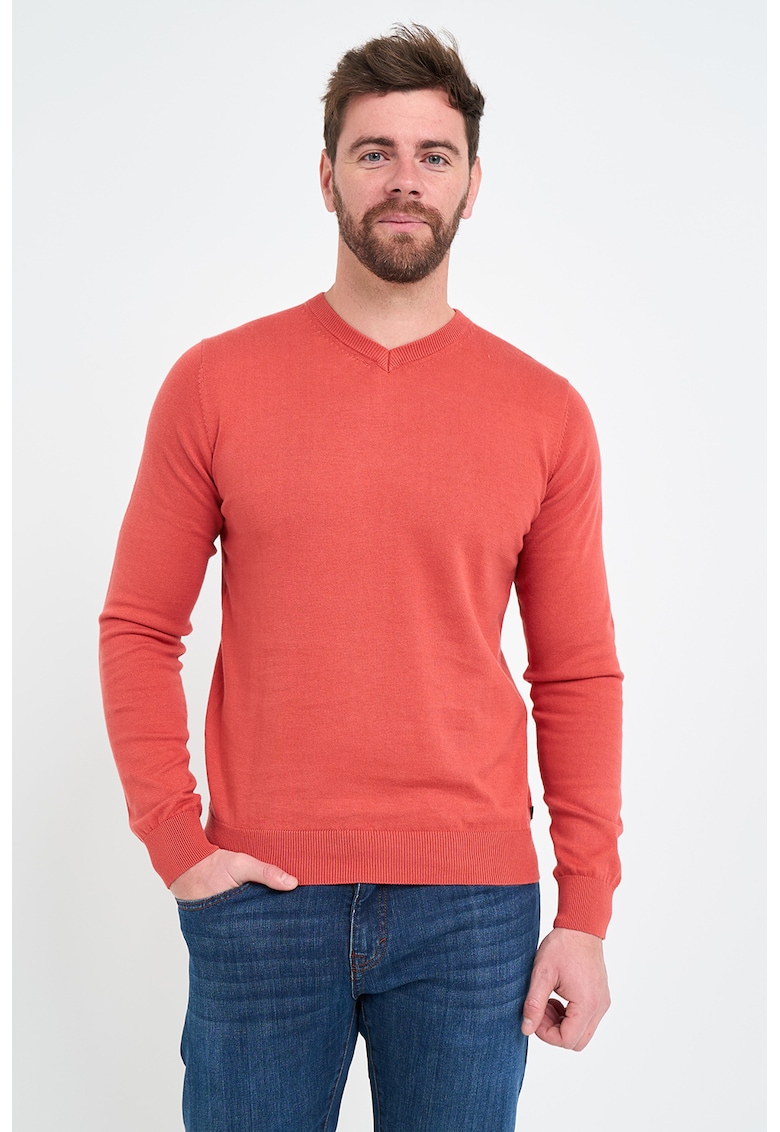 Pulover uni de bumbac - Coral