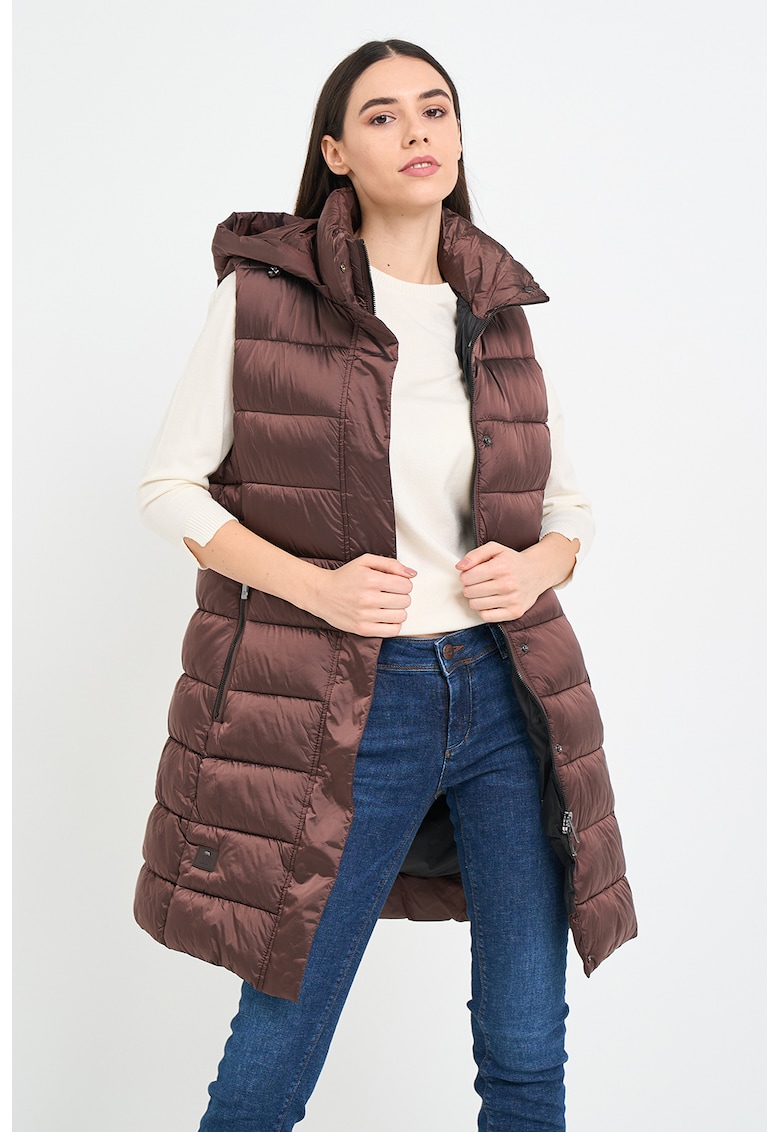 Vesta lunga cu vatelina si gluga