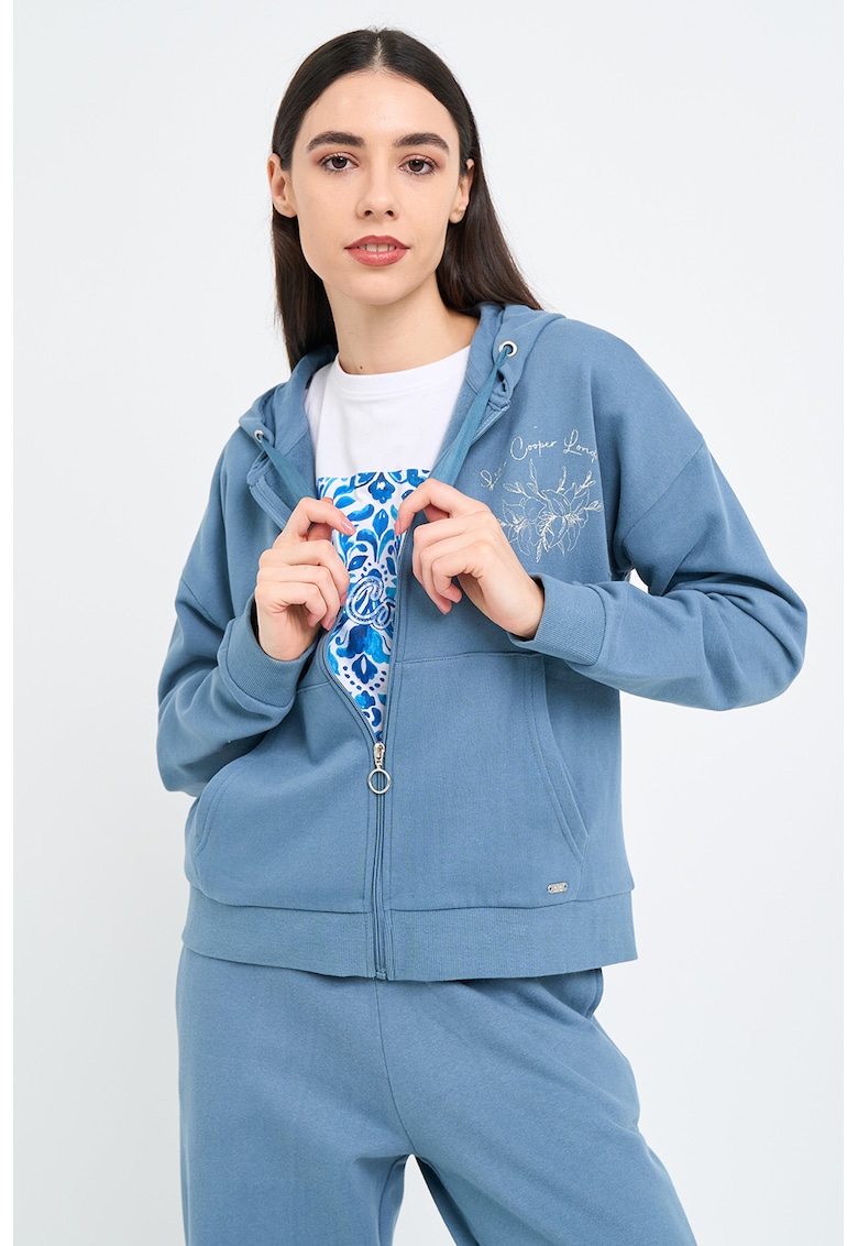 Hanorac cu fermoar si maneci cazute