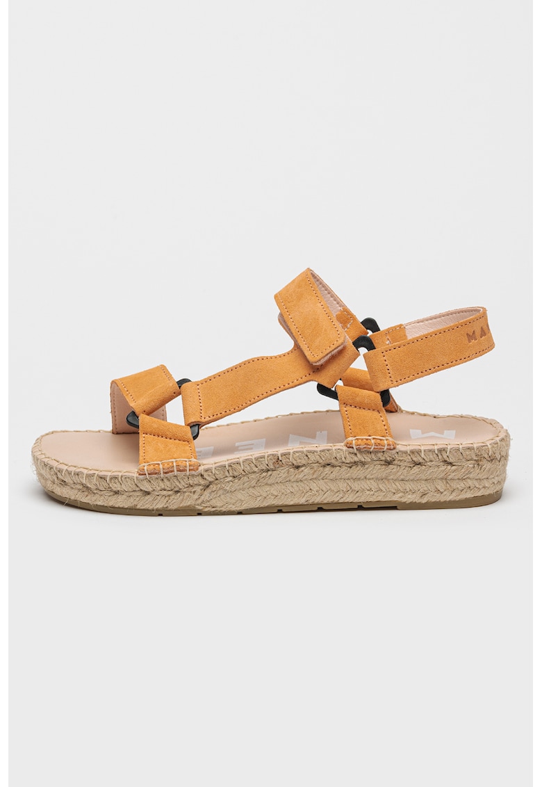 Sandale-espadrile cu garnituri de piele