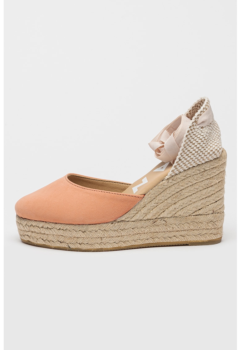 Sandale-espadrile wedge de piele
