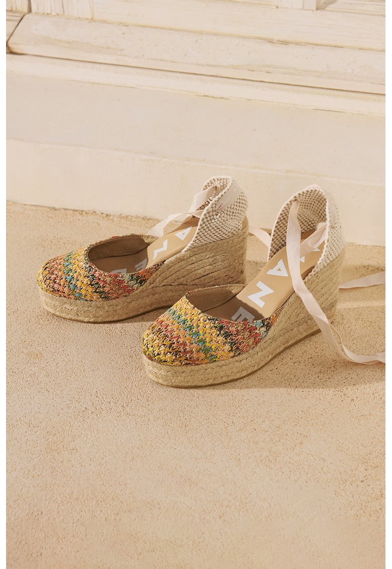 Sandale-espadrile wedge cu bareta infasurabila