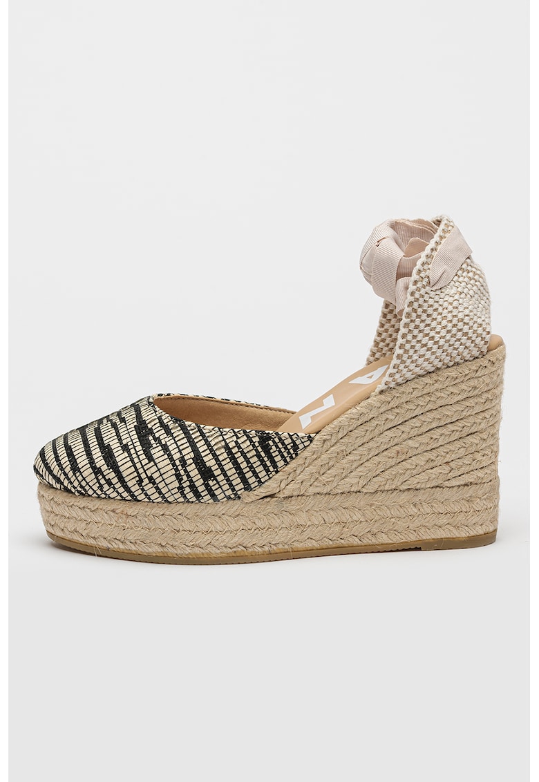 Sandale-espadrile wedge cu model zebra