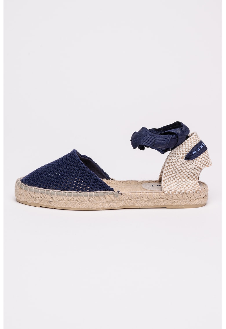 Espadrile din material textil cu snururi de ajustare