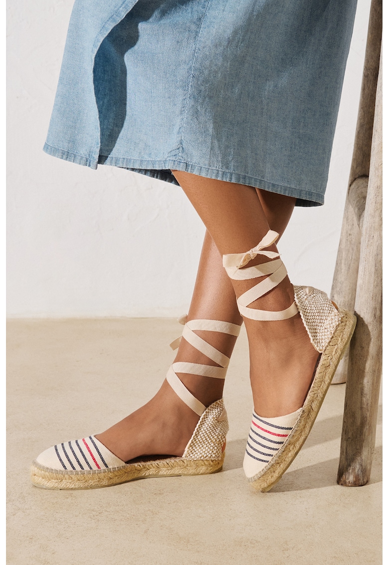 Espadrile de bumbac cu bareta infasurabila