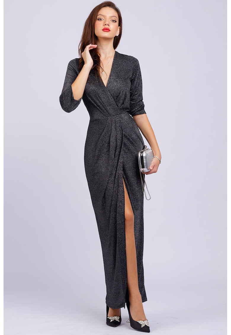 Rochie din lurex cu decolteu in V