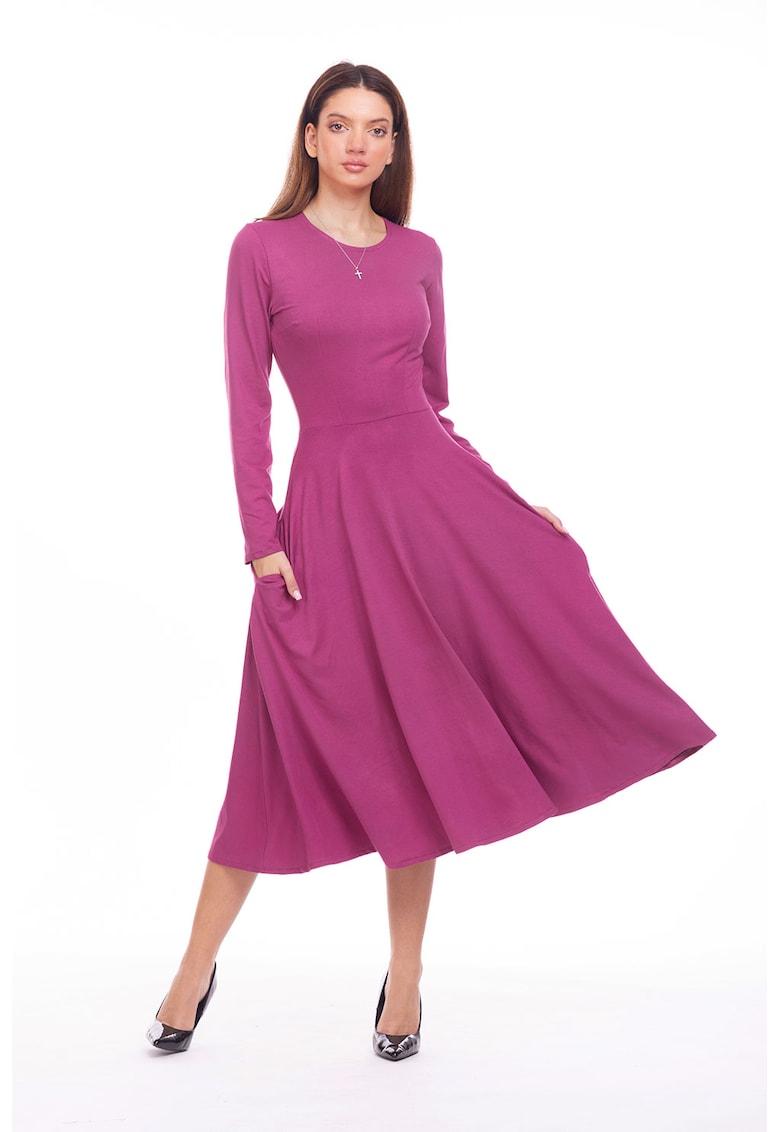 Rochie midi evazata cu buzunare