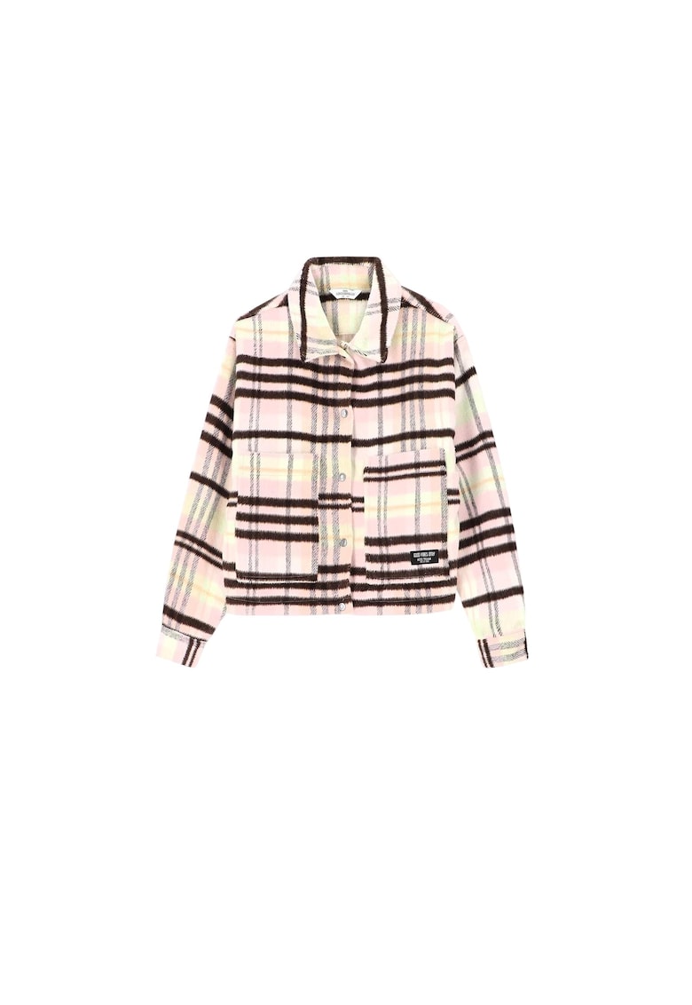 Jacheta tip camasa  pentru fete - model carouri - poliester - multicolor