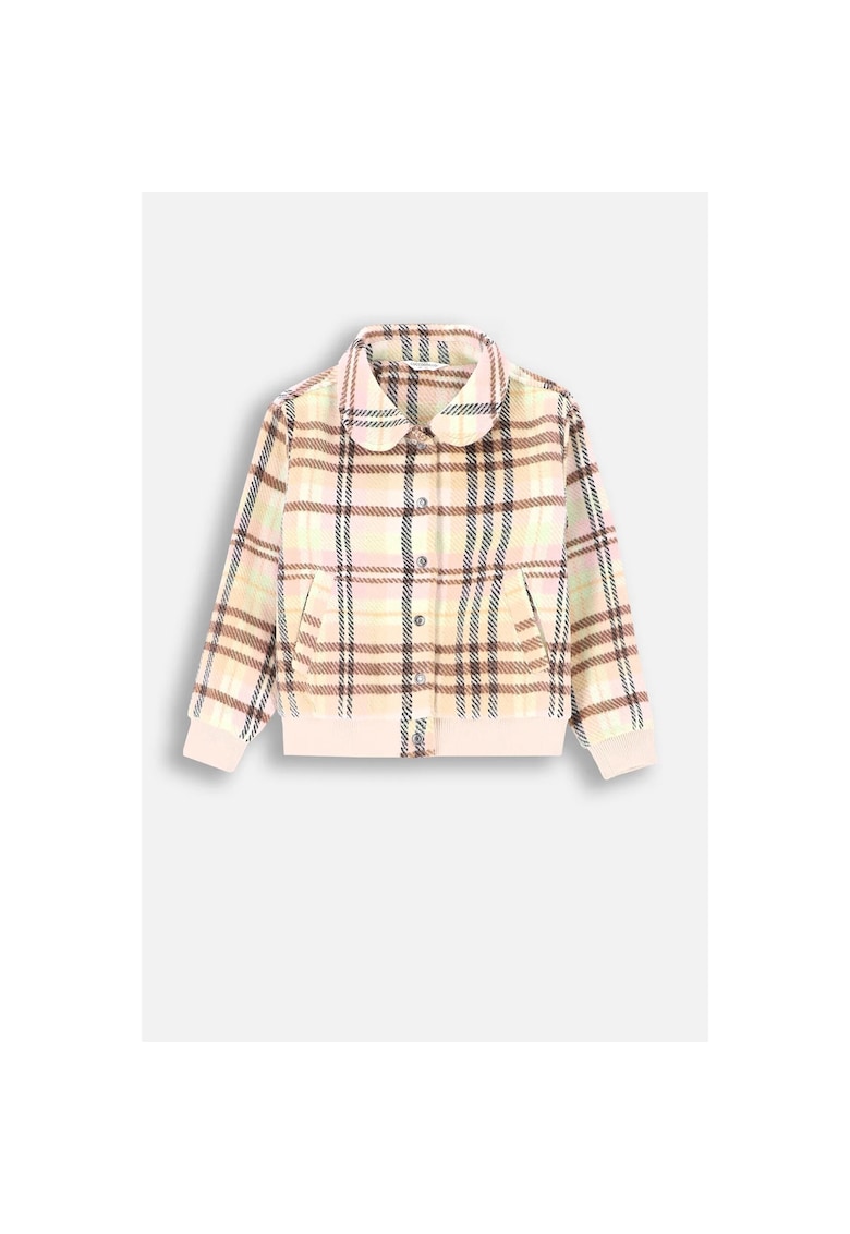 Jacheta tip camasa in carouri cu buzunare oblice - Multicolor