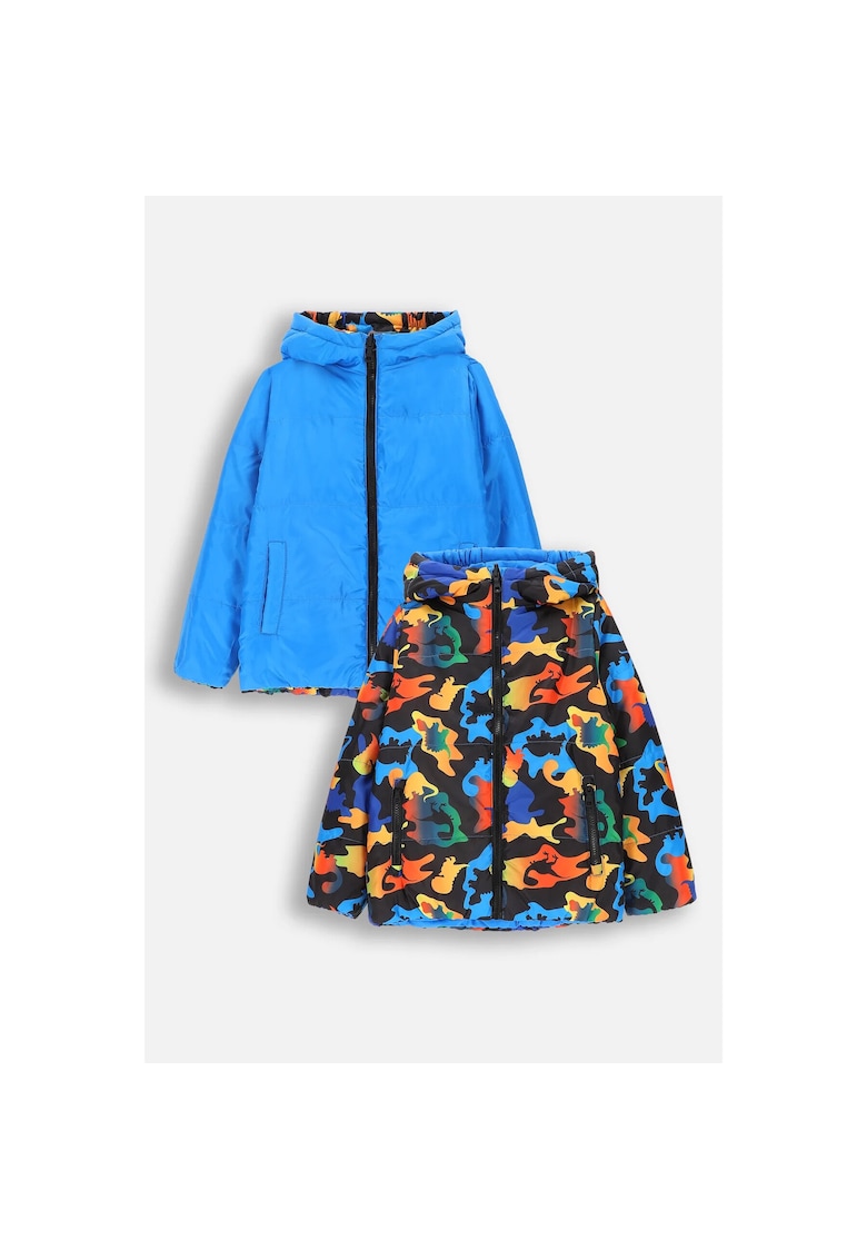 Jacheta reversibila cu gluga si buzunare laterale - Multicolor