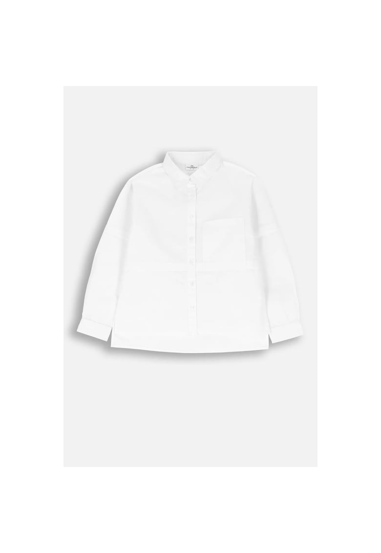 Camasa cu maneca lunga si buzunar pe piept - Alb