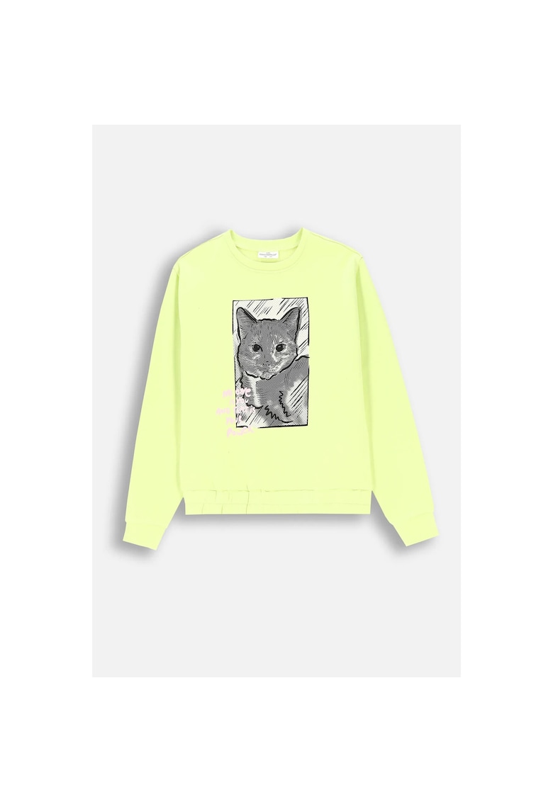 Bluza sport cu imprimeu grafic - Galben lime -