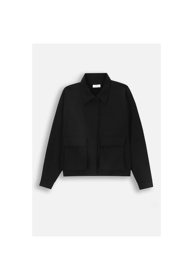 Jacheta Harrington cu capse si buzunare aplicate - Negru -