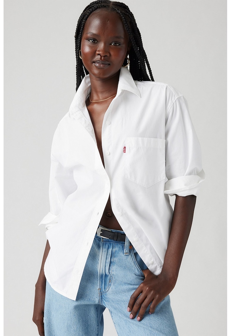 Camasa relaxed fit de bumbac Harley - Alb