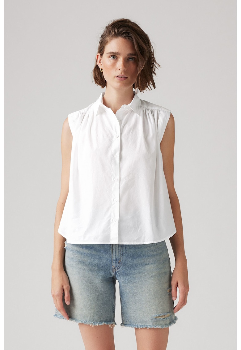 Camasa fara maneci cu guler ascutit