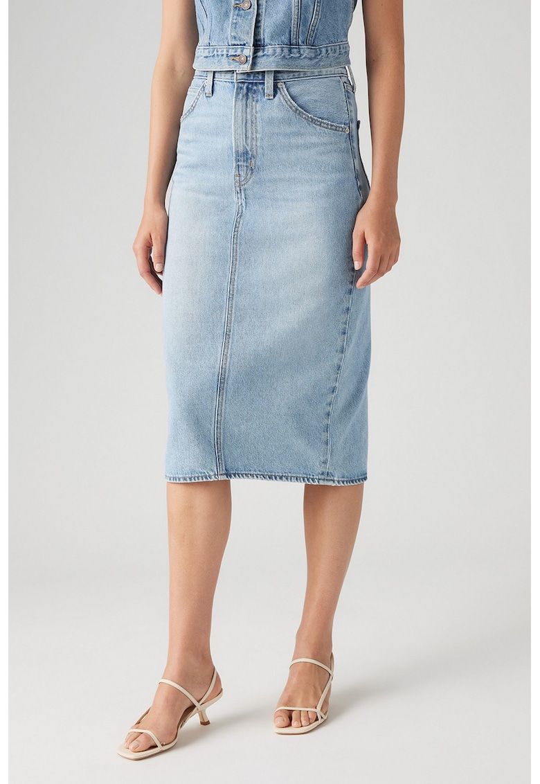 Fusta din denim cu croiala dreapta