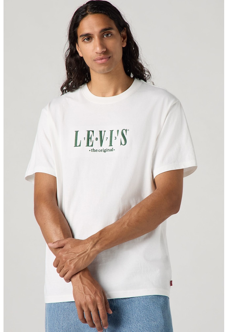 Tricou lejer de bumbac - Verde englez/Alb optic