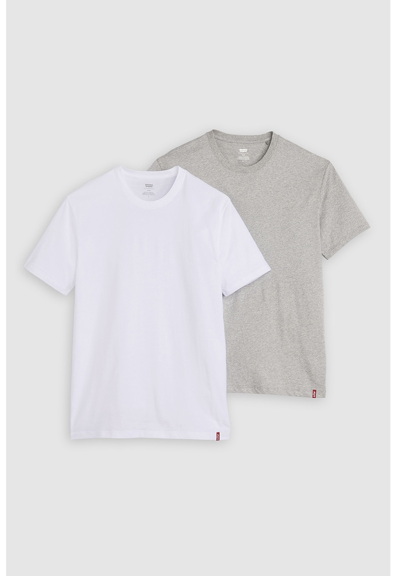 Set de tricouri slim fit de bumbac - 2 piese - Alb/Gri melange