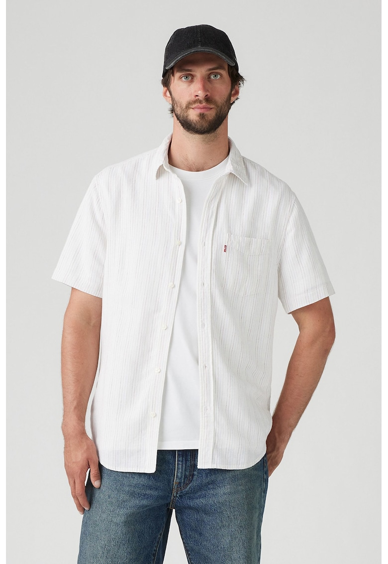 Camasa cu maneci scurte si buzunar pe piept - Alb