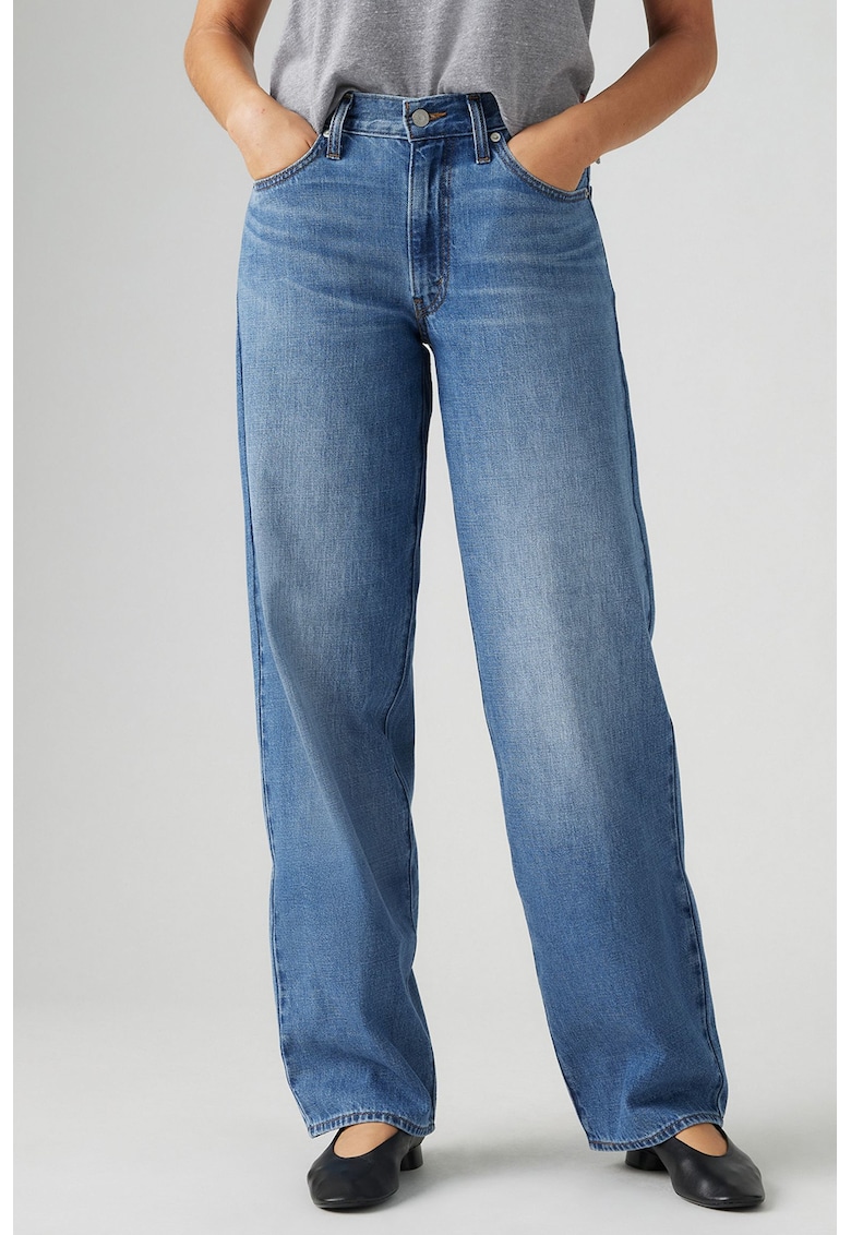 Blugi din amestec de in cu croiala ampla