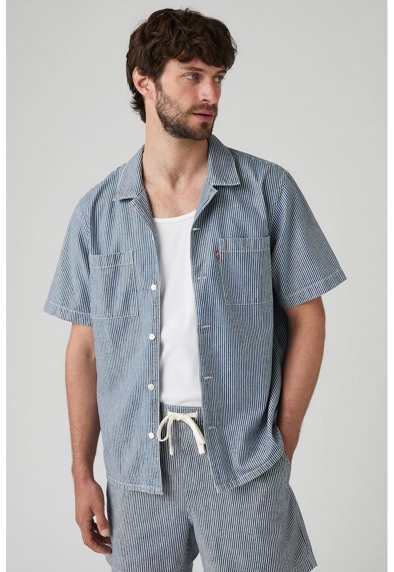 Camasa cu dungi si buzunare pe piept Camasa cu dungi si buzunare pe piept