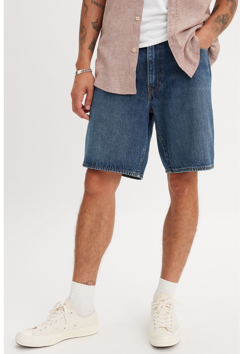 Blugi scurți relaxed fit cu talie medie – albastru închis Blugi scurți relaxed fit cu talie medie – albastru închis