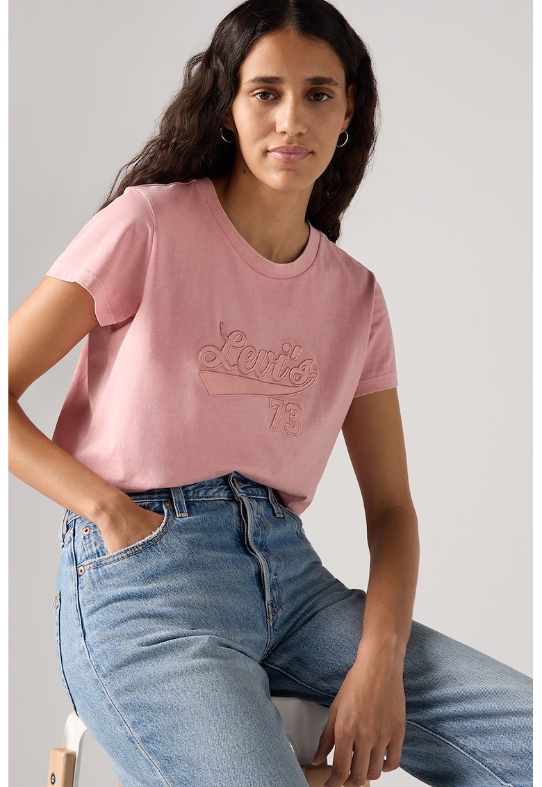 Tricou de bumbac cu logo in relief Tricou de bumbac cu logo in relief