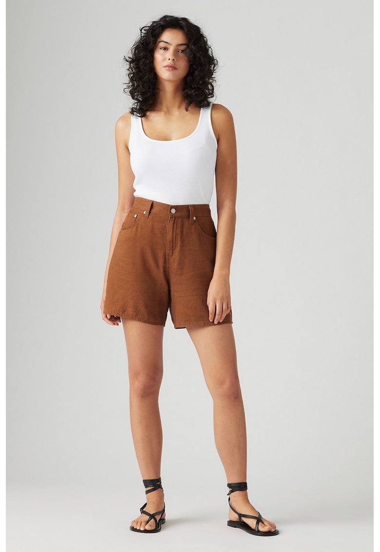 Pantaloni scurti cu talie inalta si buzunare