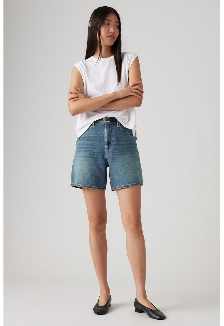 Pantaloni scurti cu talie inalta si buzunare