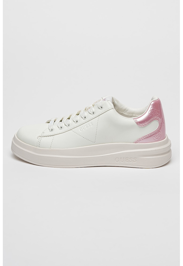 Guess Pantofi sport din piele cu logo - Roz aprins/Crem