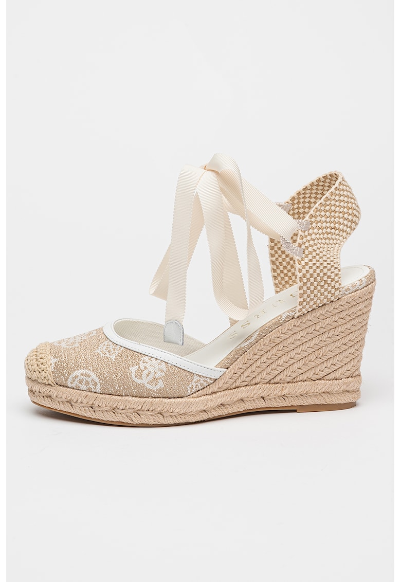 Espadrile wedge cu model monograma