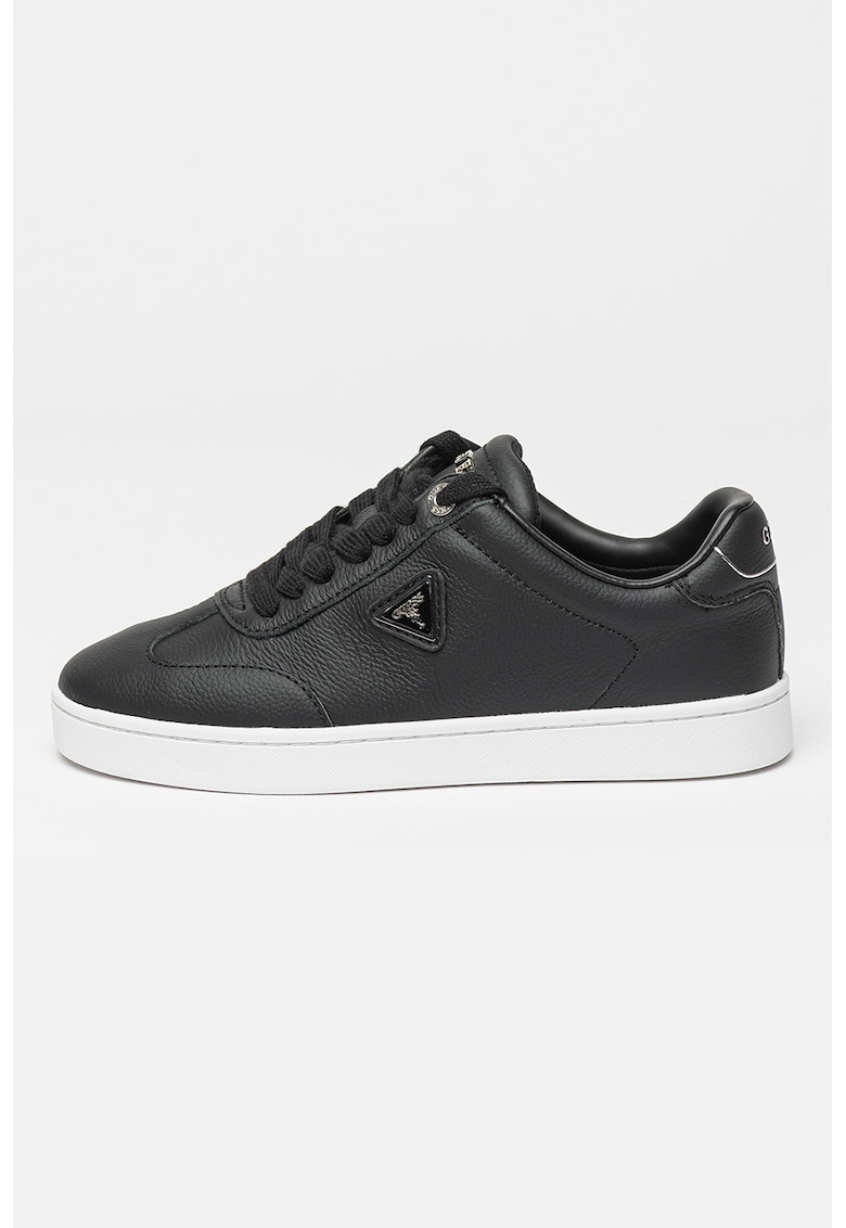 Pantofi sport de piele cu siret - Negru/Argintiu