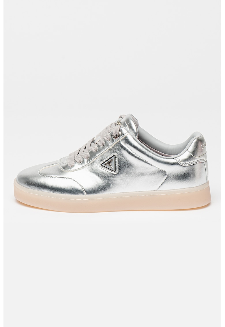 Pantofi sport de piele cu siret - Argintiu