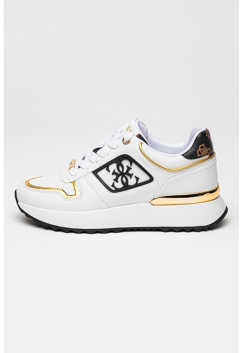 Guess Pantofi sport cu logo cu monograma - Alb/Auriu/Negru