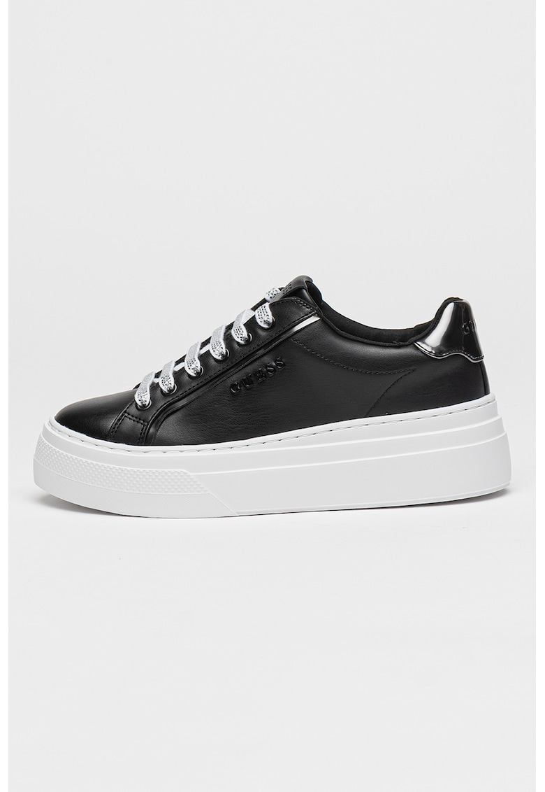 Pantofi sport flatform cu logo - Alb/Negru
