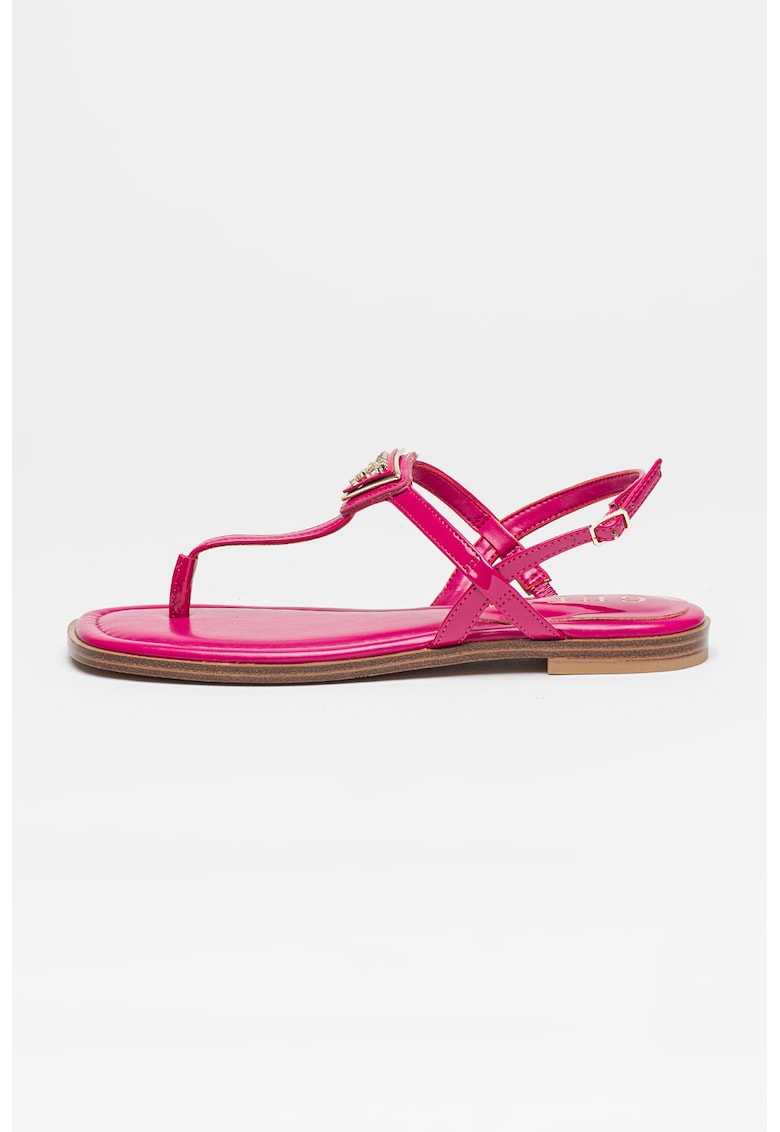 Sandale de piele ecologica lacuita cu bareta separatoare