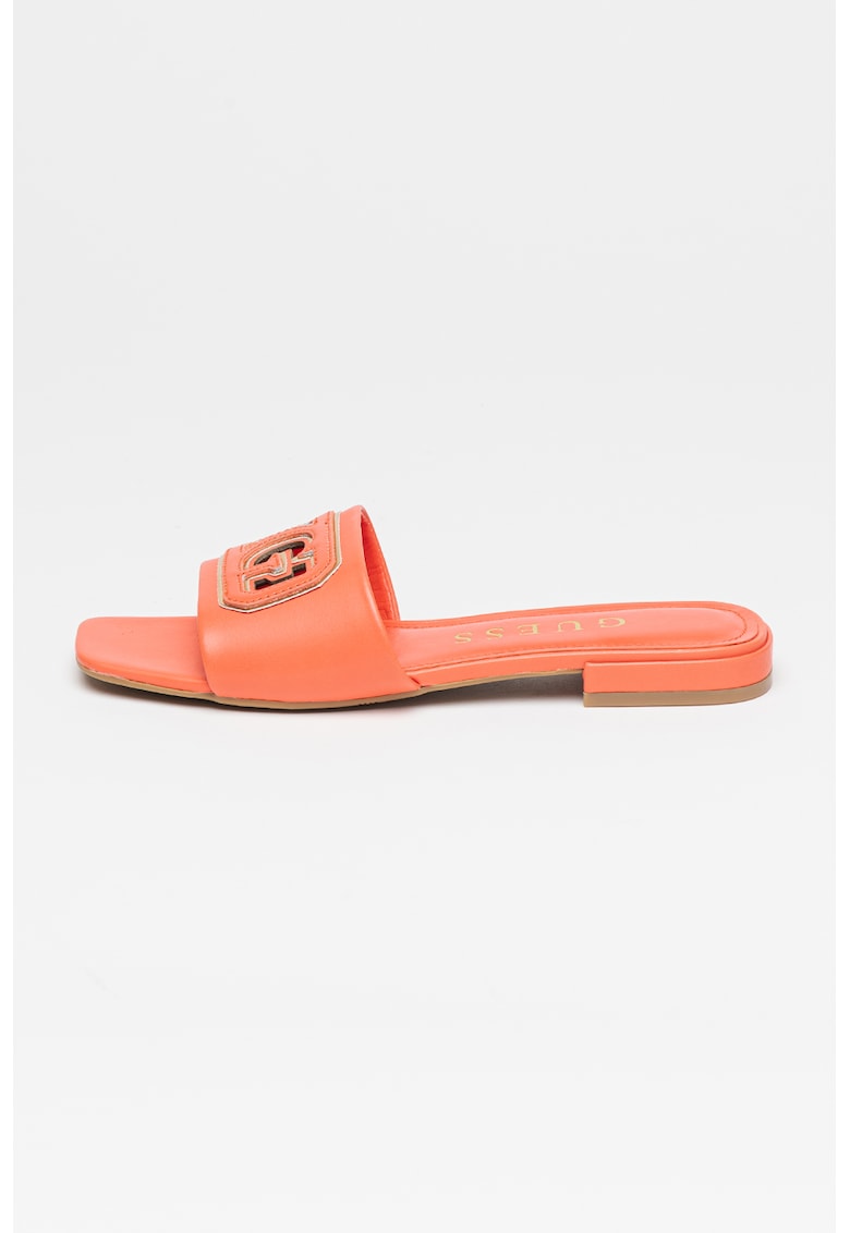 Papuci cu logo - Auriu/Coral