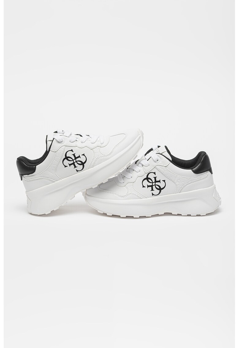 Pantofi sport de piele ecologica cu logo - Alb