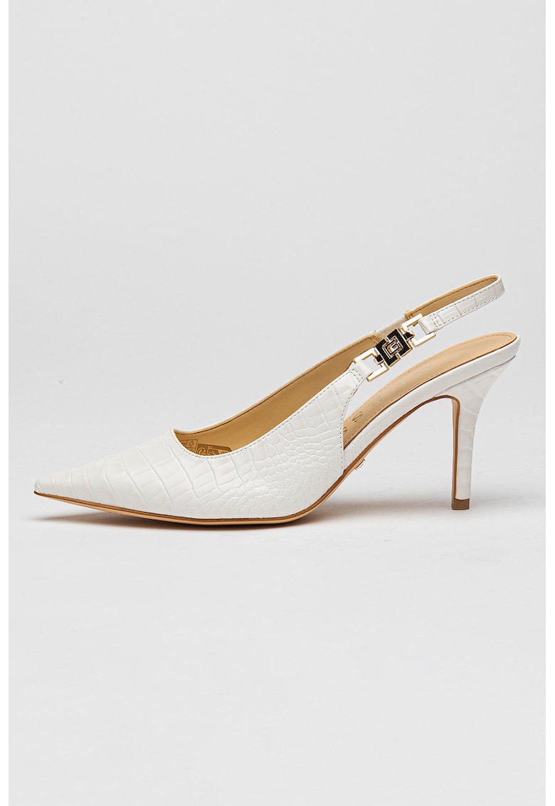 Pantofi din piele ecologica si toc - Alb fildes