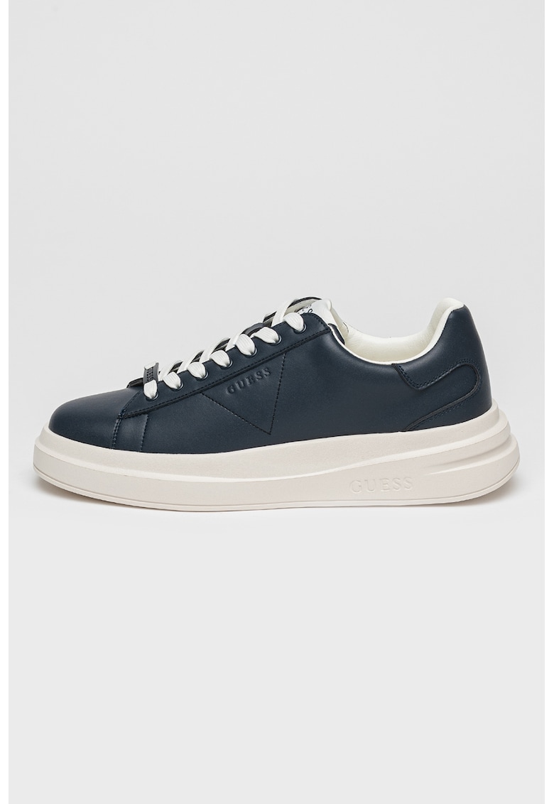 Pantofi sport din piele si piele ecologica - Alb/Bleumarin