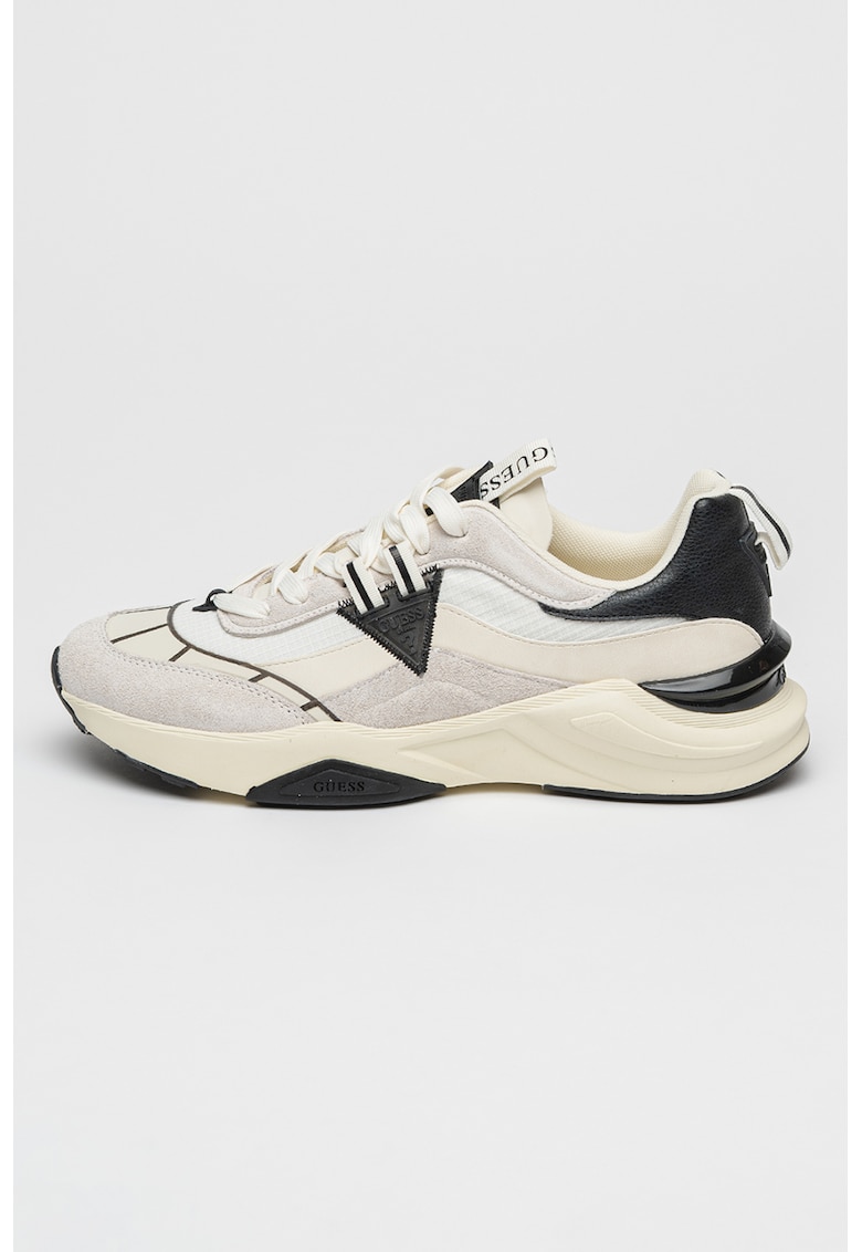 Guess Pantofi sport cu insertii din piele intoarsa - Alb/Negru/Gri