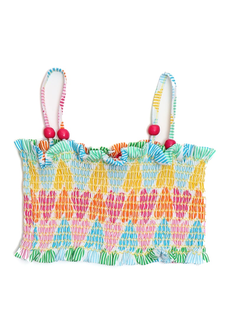 Top crop cu imprimeu cu inimi