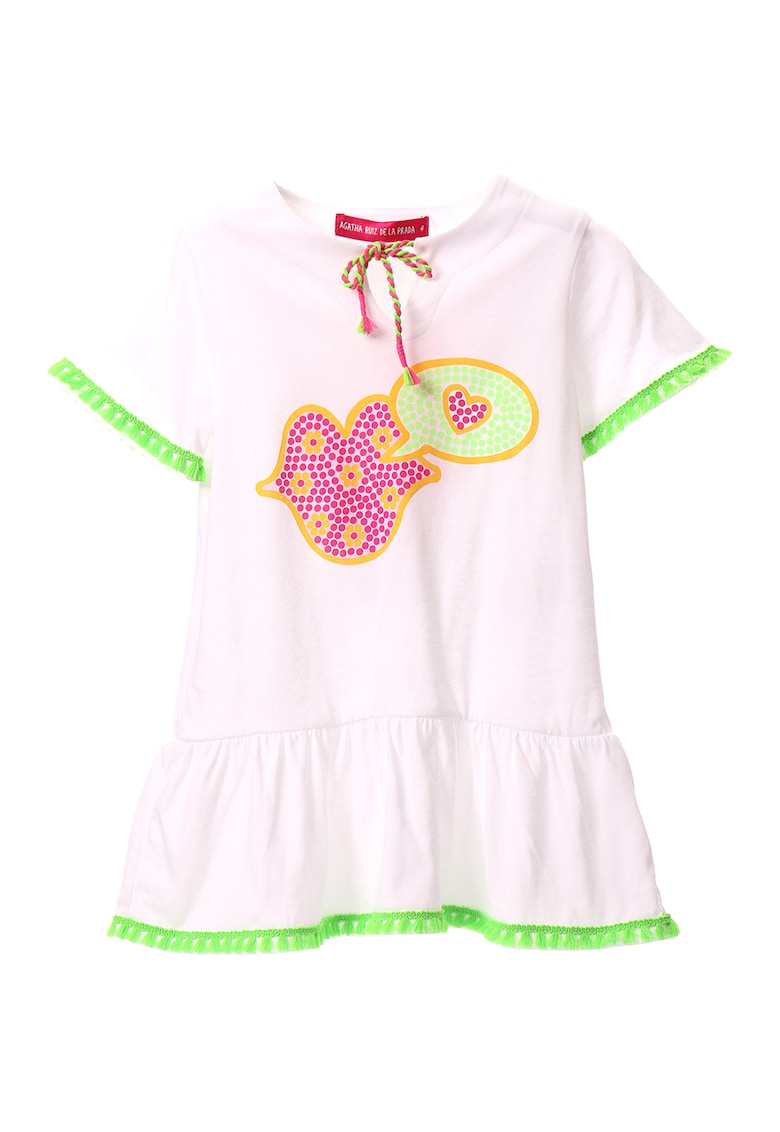 Rochie de bumabc cu terminatie cu volane