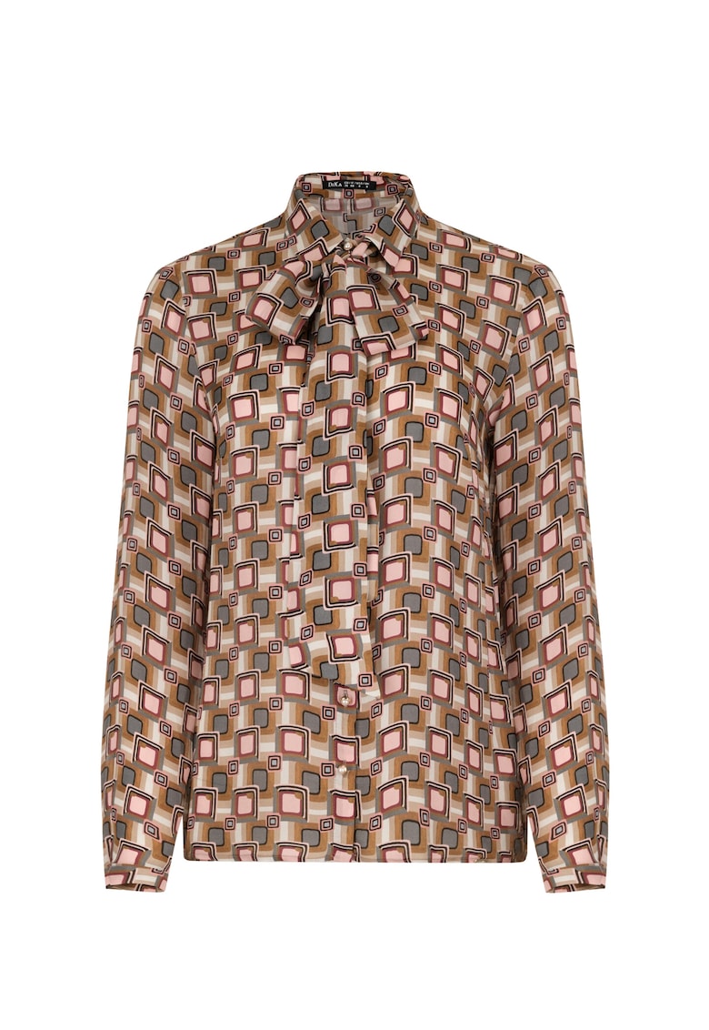 Camasa cu model geometric si pussy-bow Camasa cu model geometric si pussy-bow