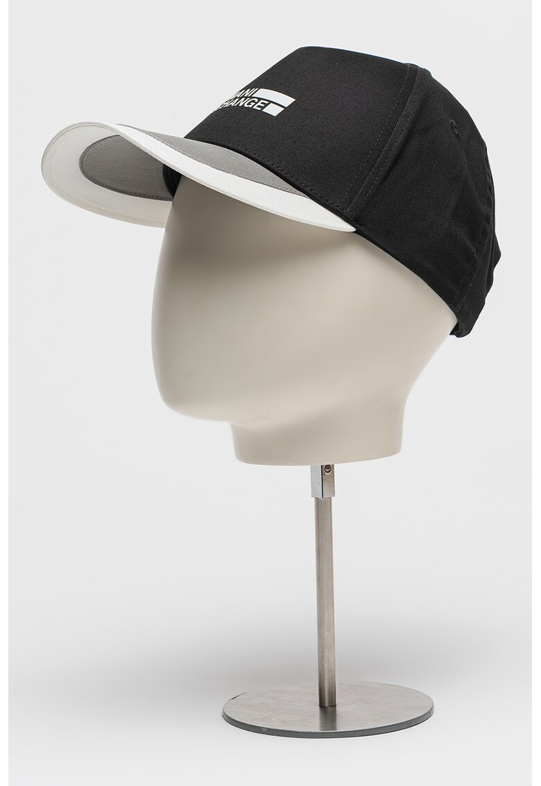 Sapca de bumbac cu logo - Negru/Gri cenusiu