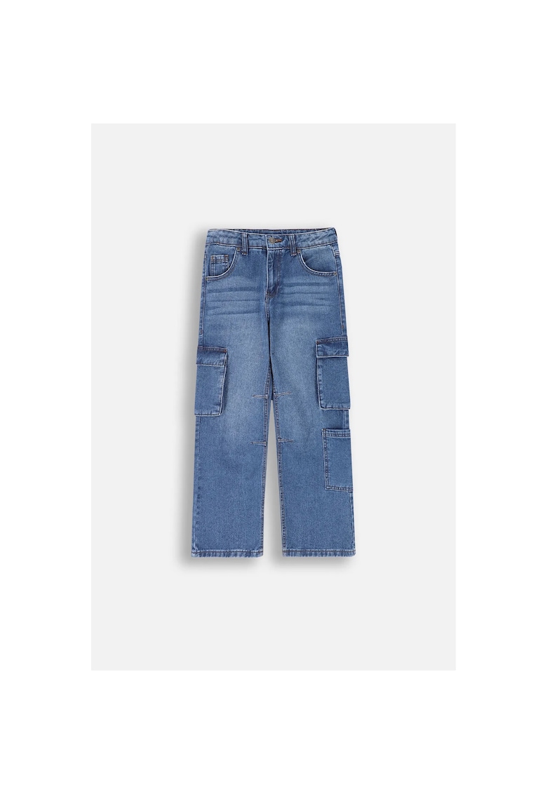 Pantaloni copii - model cargo - bleumarin - bumbac